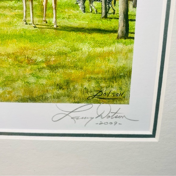 Disney's Animal Kingdom Lodge by artist Larry Dotson Wood Frame Giraffe - Picture 3 of 9